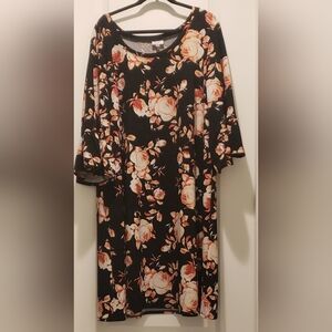 Avenue Bell Sleeve Dress Blk/Coral/Cream